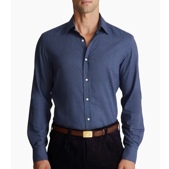 Ralph Lauren Purple Label Philip Long-Sleeve Sport Shirt performance navy XL - Picture 1 of 7